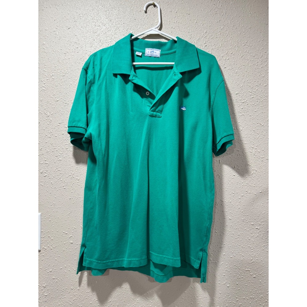 Southern Tide Mens Skipjack Polo Shirt Green Short Sleeve Cotton Blend Size M 38